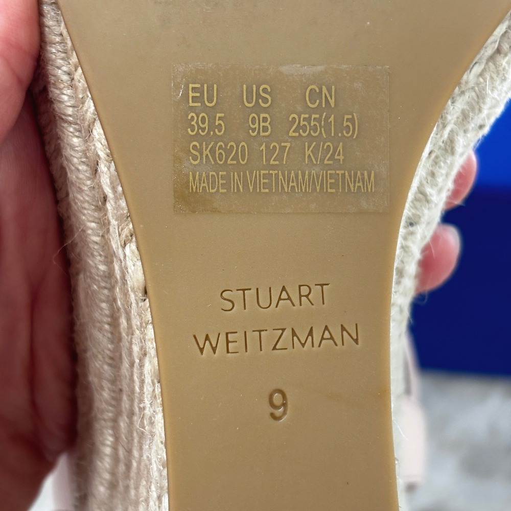 Stuart Weitzman Goldie Espadrille Wedge Sandals 9B Rosewater Pink, Pearl NWT Box - Picture 6 of 7